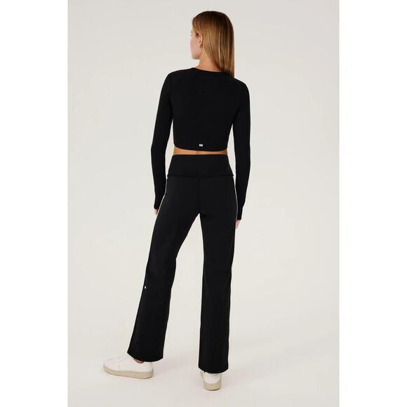 Splits59 Black Air Weight Long Sleeve Crop Top - Picture 2 of 8
